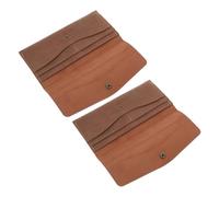 Yardwe Cartera Vertical Plegable De Poliuretano Ranuras RFID para Tarjetas, Billetera Delgada Vintage Unisex, Compacta y Ligera para Uso Diario y Viajes, Pack 2 Piezas Marrón