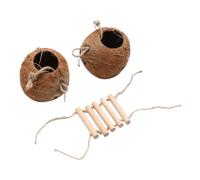 Yardwe Casa de Coco para Loros escaleras de pájaros para Loros hábitat de Aves hámster Hamster Juguetes Juego de Madera Nido de Coco de Loros escondite de Nido de Coco de pájaro Ardilla