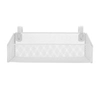 Yardwe Cesta Colgante de Metal Pequeña Color Blanco con Ganchos 4.6 Cm para Almacenamiento en Dormitorio, Oficina y Cama Litera, Organizador Multifuncional para Mesita de Noche