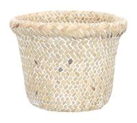 Yardwe cesta de almacenamiento cesto para guardar papelera tejida de mimbre estilo rústico blanco reutilizable para estudio o cocina