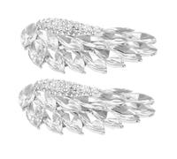 Yardwe Clips para Zapatos Cristales de Imitación y Ala Desmontable, Accesorios DIY para Tacones Altos y Sandalias, Aleación de Zinc Plateada, 2 Piezas, Decoración para Celebración y Moda