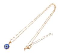 Yardwe Collar Colgante Amuleto Ojo Malvado Azul Borde Dorado, Gargantilla Turca para Mujer, Cadena Ajustable, Joyería de Protección Mal de Ojo