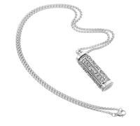 Yardwe Collar con Colgante Hueco Metálico para Cenizas Porta Cenizas con Vial Abierto Joyería Budista con Seis Palabras Clave Grabadas Unisex para Actividades al Aire Libre y Viajes