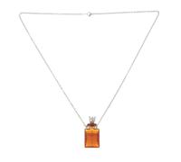 Yardwe Collar de Frasco de Perfume 3ml de Vidrio para Mujer | Difusor Portátil Recargable, Cadena Ajustable de Acero Inoxidable, Ajuste Seguro, Color Ámbar