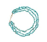 Yardwe Collar de Grava Multicapa Bohemio Mujer Natural, Collar Creativo de Colgante de Piedras Naturales Azul Tierra, Joyería para Uso Diario y Fiesta