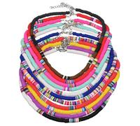 Yardwe Collar Mujer de Arcilla Azul Cadena Ligera y Cómoda Estilo Playa Diseño Redondo Artesanal Accesorio Casual para Verano y Uso Diario