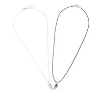 Yardwe Collar para Parejas Colgante de Corazón Rompecabezas Cadena de Aleación de Zinc 1 Negro Cuerda y 1 Dorado Cadena Metálica Joyería Decorativa para Mujer y Hombre Obsequio
