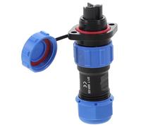 Yardwe Conector Circular Ip68 de 2 Pines, Enchufe Circular de Montaje en Panel, Azul, Metal y Plástico, Diseño de Brida, Conexión Eléctrica Estable E para Aplicaciones Industriales