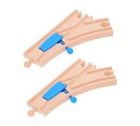 Yardwe Conectores de Vías de Tren de Madera Azul para Niños, 2 Piezas, Pista de Cambio Manipulable, Juego Educativo de Construcción Creativa para Desarrollo Cognitivo y Manualidades