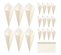 Yardwe Conos de Madera Desechables 125 Mm 100 Piezas y Palillos para Frutas 12 Mm 100 Piezas, Suministros para Fiestas Tropicales y Aperitivos, Ideales para Helados y Cócteles, Set 200