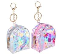 Yardwe Diseño Brillante y Práctico de Unicornio con Cremallera 2 Monederos Pequeños y Llavero, de Cuero PU para Uso Diario o Salidas