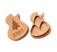 Yardwe Estuche de Madera Forma de Guitarra para Púas Caja Protectora con Compartimentos Soporte Portátil para Guardar Púas de Guitarra Durable y Resistente al Agua para Músicos y