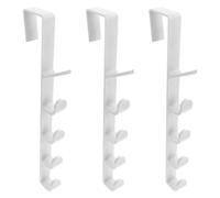 Yardwe Gancho Puerta Blanco de Abs Cinco Ganchos Cuerpo, 3 Piezas para Colgar Abrigos y Sombreros en Cocina u Oficina, Ahorra Espacio Eficazmente