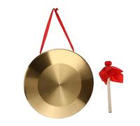 Yardwe Gong de Mano de Cobre 32 Cm con Martillo Rojo, Instrumento Chino Portátil para Inauguraciones y Eventos, Platillo de Ópera Resonante y Tradicional