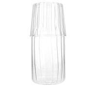Yardwe Jarra Nocturna de Noche de Agua Jarra con Taza Conjunto para la Mesita de Noche de Dormitorio Lavado de Boca de Vidrio para Baño