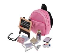 Yardwe Juego Completo De Accesorios Miniatura para Casas De Muñecas Mochila Pizarra Reglas Herramientas Educativas 1:12