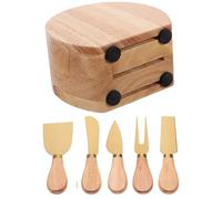 Yardwe Juego de Cuchillos para Queso Espátula de Metal y Mango de Madera, Acero Inoxidable, Base de Madera, Fácil Limpieza para Reuniones Familiares y Hornear