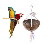 Yardwe Juguete para Loro Columpio de Madera Natural Nido de Cáscara y Cáscara de Fruta Tropical, Suministros para Aves, Accesorio Colgante para Jaulas, Adecuado para Loros y Psitácidos