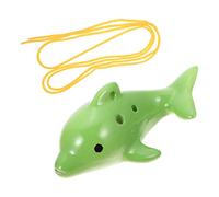 Yardwe Juguetes De Madera Instrumento Ocarina 6 Agujero Ocarina Flauta Cute Dolphin Forma Cerámica Ocarina Colgante Instrumento de Música Para Ni?os Principiantes Verde Mini Juguetes