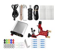 Yardwe Kit de Tatuaje Giratorio Profesional Motor Ligero, Tamaño Mini, Acero Inoxidable Plateado, Set Completo Fuente de Alimentación Ac220, Portátil para Principiantes y Artistas, Uso