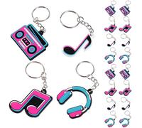 Yardwe Llavero de Fiesta Musical de Pvc Diseño de Nota Musical Retro, Ligero y Fácil de Identificar, Adecuado para Fiestas de Karaoke y Regalos para Amantes Música, Paquete de 24 Piezas