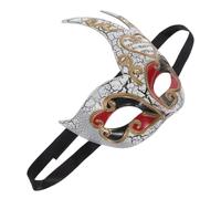 Yardwe Máscara de Mascarada Masculina de Venecia, Roja, de Plástico