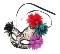 Yardwe Máscara de Media Cara Mexicana del Día de Muertos Halloween | Máscara Decorativa de Fiesta, Antifaz Catrina Flor Falsa, para Cosplay y Disfraz Adulto