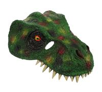 Yardwe Máscara y Cabeza Completa de Pu de Dinosaurio Verde Práctica y Reutilizable Diseño Realista para Halloween y Cosplay para Fiestas Temáticas