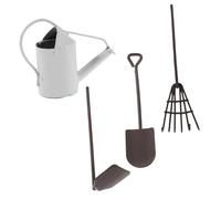 Yardwe Miniature Metal Garden Tools Mini Rake and Watering Can For Succulent Plants Realistic Indoor Gardening Accessories For DIY Dollhouse Decoration and Creative Crafting