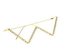 Yardwe Montura de Gafas Decorativa con Cristales Brillantes para Mujer Diseño Ligero Lentes para Fiestas y Despedidas de Soltera Montura Metálica Punk con Detalles Dorados