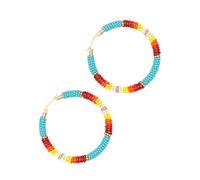 Yardwe Pendientes Aros con Cuentas Bohemios Hechos Mano Pendientes Grandes Redondos Étnicos para Mujer Joyería Geométrica Colorida Regalo para Cumpleaños y Aniversarios