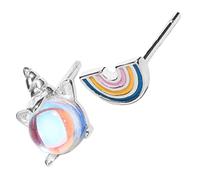 Yardwe Pendientes Asimétricos de Unicornio y Arcoíris para Mujer y Niñas Diseño Kawaii Material Resistente Joyería para Orejas Adecuado para Fiestas y Uso Diario