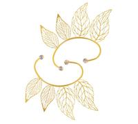 Yardwe Pendientes Clip Mujer 2piezas Manguito de Oreja sin Perforar Hoja Calada Metal Dorado Claro Accesorios para Mujer Uso Diario Elegante Ligero