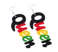 Yardwe Pendientes Colgantes Letra Reina Madera Africana Creativos Ligeros para Mujer Fiesta y Uso Diario Estilo Étnico Redondo