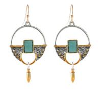 Yardwe Pendientes Colgantes Vintage de Gota para Mujer 1 Par de Pendientes Largos Incrustación de Piedra Azul Diseño Creativo y Clásico para Bodas Fiestas y Uso Diario