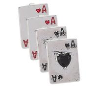 Yardwe Pendientes de Botón Pedrería Forma de Cartas de Póker 2 Pares As de Picas y Corazones Rojos Joyería Ligera para Mujer Accesorios Únicos para Fiestas y Cumpleaños