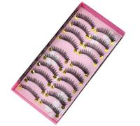 Yardwe Pestañas naturales y densas, 10 pares negras de fibra artificial, no se caen fácilmente, para fiestas y uso diario en mujeres y chicas