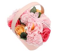 Yardwe Pétalos de Jabón Perfumados para Baño Aroma Floral Cesta de Flores de Jabón Rosa para Obsequio de San Valentín 1 Unidad Set de Belleza Adecuado para Cuidado Personal y