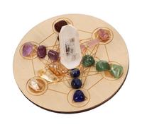 Yardwe Piedras y Cristales De Chakra Para Adivinación Decorativa Piedras Energéticas y Tablero De Madera Adecuado Para Meditación y Decoración Espiritual Hogar