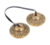 Yardwe Platillo de Meditación de Latón Pequeño Hecho a Mano, Campana Tibetana para Ceremonia Religiosa, Instrumento de Percusión Manual Ligero Diseño Doble Dragón para Yoga y Mindfulness
