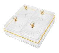 Yardwe Plato Dividido para Aperitivos con Tapa Transparente, Bandeja de Ps para Servir Chocolate y Frutas Secas en Fiestas y Cenas Familiares, Estilo Sencillo Reutilizable