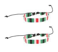 Yardwe Pulsera Palestina de Cuerda Ajustable para Hombre y Mujer, Tejido Artesanal de Algodón Encerado, Diseño Tradicional Unisex, Pulseras de Hilo Motivo de Bandera, 2 Piezas