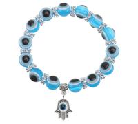 Yardwe Pulsera Retro de Cuentas Amuleto Mano de Fátima y Ojo Turco Color Azul Pulsera Encantadora para Mujer Joyería Vintage del Mal de Ojo Accesorio Único para Ocasiones Obsequios