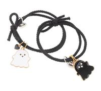 Yardwe Pulsera Trenzada Magnética Negra y Clara de Cuerda para Parejas, Pulseras de Enamorados Unisex, Accesorio Diario Imán, Diseño de Corazón Fantasma, Talla Única, Uso Casual