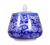 Yardwe Recipiente de Almacenamiento Tapa para Té Aromático y Negro de 870ml de Cerámica Azul Diseño Retro Delicado Estilo Chino para del Hogar