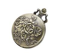 Yardwe Reloj de Bolsillo Vintage Cadena de Aleación, Movimiento de Cuarzo, Diseño de Rosa Retro, Accesorio para Hombre, Uso Diario y Eventos, Color Cobre Antiguo, Tamaño Estándar