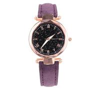 Yardwe Reloj de Pulsera Mujer Esfera Romana Números Romanos, Correa de Cuero Ajustable, Diseño Multifacético, Reloj de Moda Niña para Uso Casual y Diario, Color Púrpura Elegante