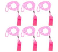 Yardwe Silbatos de Plástico Rosados 6 Unidades con Cordón y Boquilla Silbato Árbitro de Fútbol y Baloncesto Tono Alto 120Db para Entrenamiento Profesores y Eventos Deportivos al Aire