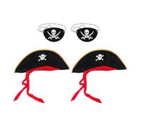Yardwe Sombrero Pirata y Antifaz de Halloween para Fiestas Temáticas, Material de Fieltro Fácil de Llevar y Que No Se Cae, Adecuado para Mascaradas y Obras Escolares