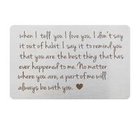 Yardwe Tarjeta Decorativa para Cartera de Acero Inoxidable Grabada con Mensaje Romántico Resistente y Duradera Regalo para Aniversario y San Valentín Adecuada para Parejas y Hombres